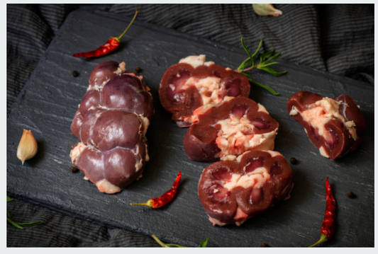 Raw water buffalo kidney prepared for cooking